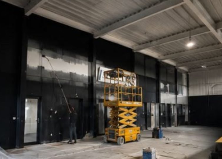 Mise en peinture en hauteur au cours du chantier